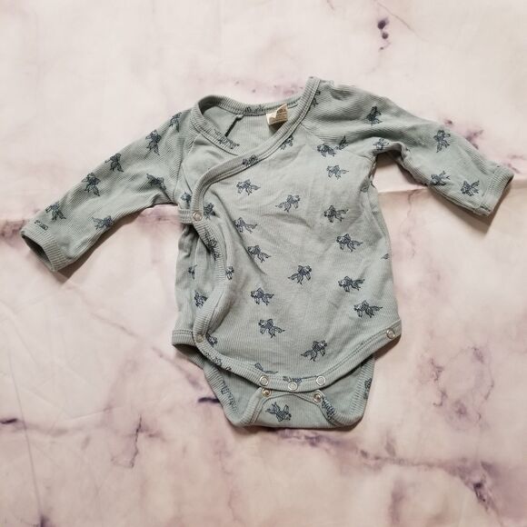 Kate Quinn Blue Goldfish Wrap Around Longsleeve Kimono Bodysuit - Picture 1 of 3